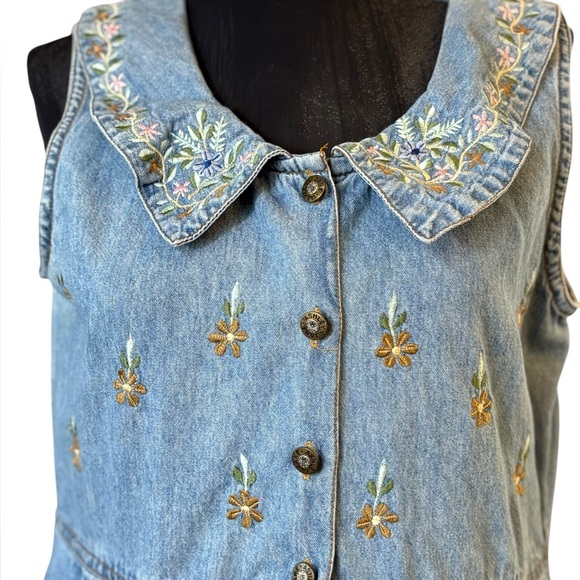 Vintage Jane Ashley Blue Denim Jumper  Sundress with Peter Pan Collar - Picture 6 of 16